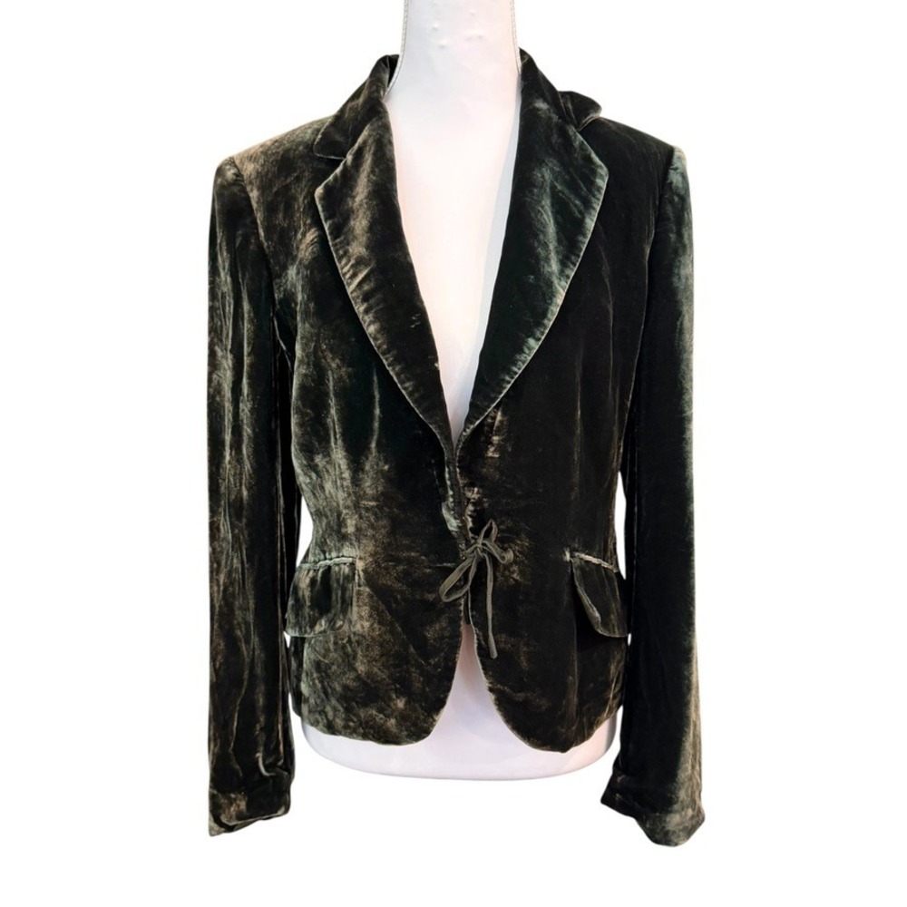 Anne Klein Velvet Blazer 6 Dark Green Silk Blend Victorian Luxury Whimsigoth